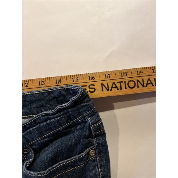 Ariya Jeans Women’s 11/12 Blue Boot Cut Denim Flap Pockets 29x27 Distressed - Picture 9 of 13